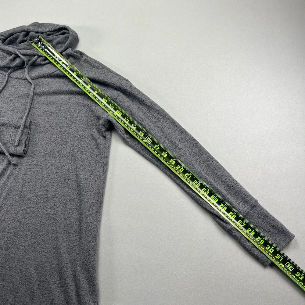 Ginger G Tunic Sweater Womens Small Heather Gray Stretch Cowl Neck High Low Hem